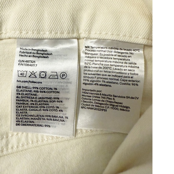 H&M Mama Off-White Maternity Slim Ankle Jeans Size Large - Picture 7 of 11